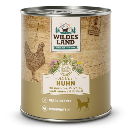 Wildes Land | Huhn mit Karotten, Zucchini, Wildkräutern und Distelöl | Classic Adult | 6 x 800 g