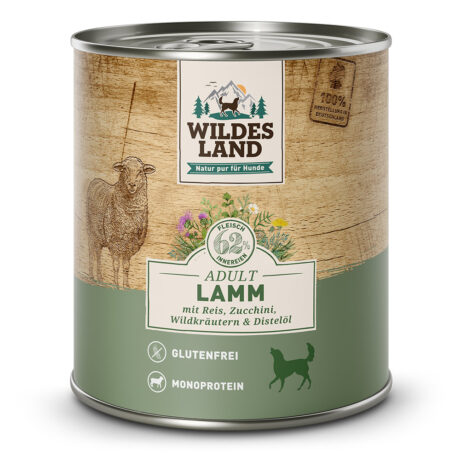 Wildes Land | Lamm mit Reis, Zucchini, Wildkräutern und Distelöl | Classic Adult | 12 x 800 g