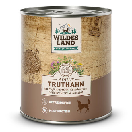Wildes Land | Truthahn mit Süßkartoffel, Cranberries, Wildkräutern und Distelöl | Classic Adult | 12 x 800 g