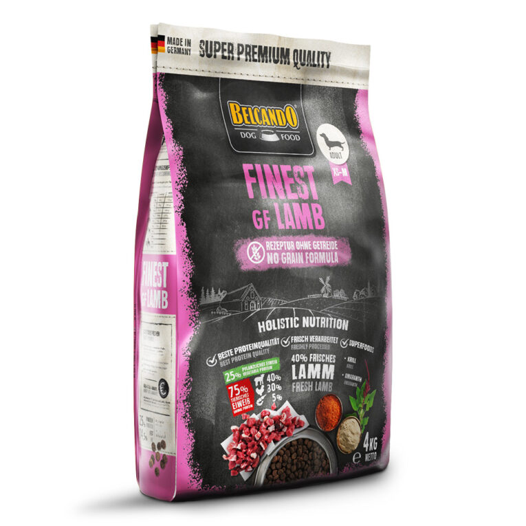 Belcando - Trockenfutter – Finest GF Lamb 4 kg Viele erwachsene Hunde leiden unter Futterunverträglichkeiten gegen Gluten oder Getreide. Deshalb gibt es das Trockefutter Finest GF Lamb mit extra viel gut verträglichem