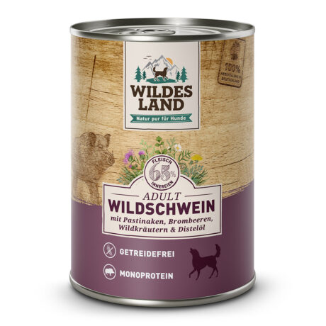 Wildes Land | Wildschwein mit Pastinake, Brombeeren, Wildkräutern und Distelöl | Classic Adult | 24 x 400 g