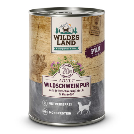 Wildes Land | Wildschwein mit Distelöl | PUR Adult | 12 x 400 g