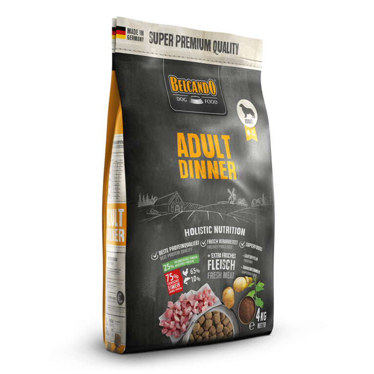 Belcando - Trockenfutter - Adult Dinner Das Trockenfutter Adult Dinner von Belcando enthält schmackhaftes Geflügelfleisch. Bei der Herstellung wird 30% frisches Muskelfleisch verwendet