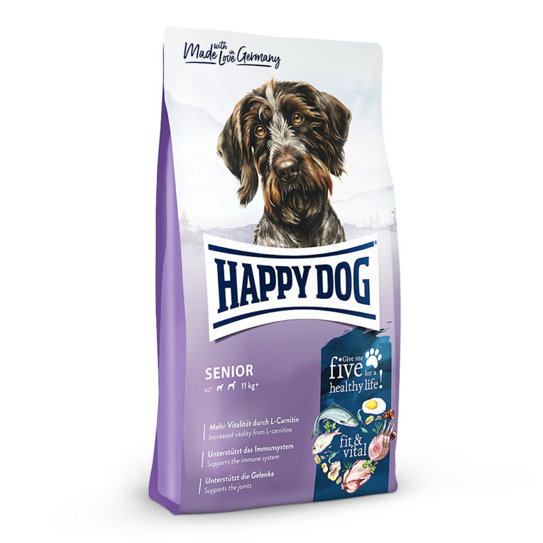 Fit & Vital Senior Happy Dog Fit & Vital Senior unterstützt mit seiner leichten und schmackhaften Rezeptur mit bekömmlichen Geflügel