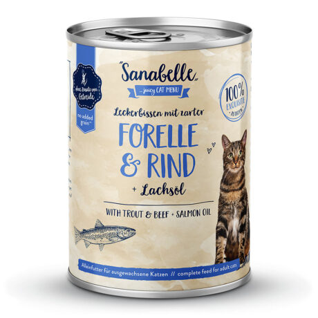 Sanabelle | Adult mit Forelle & Rind | Leckerbissen | 12 x 400 g
