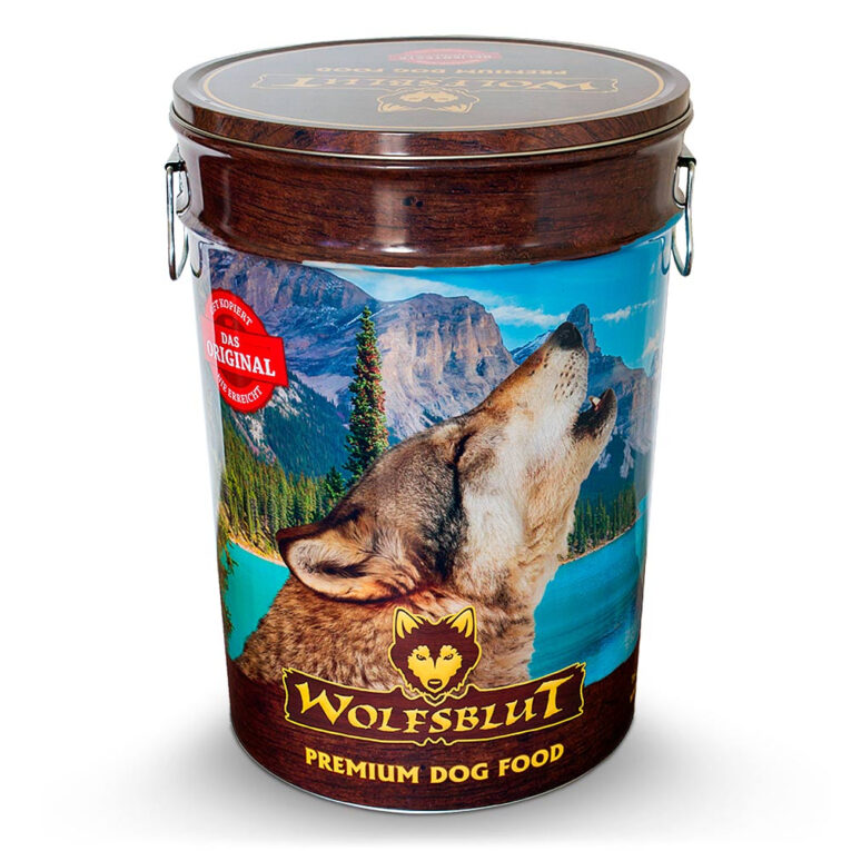 Wolfsblut Futtertonne 15 kg - Trockenfutter Die Wolfsblut Futtertonne ermöglicht eine praktische und schöne Aufbewahrung für alle Trockenfuttersorten von Wolfsblut. Das Hundefutter bleibt länger frisch und ist vor Licht und Feuchtigkeit geschützt. Die Futtertonne ist mit einem Deckel und zwei Griffen an der Seite ausgestattet