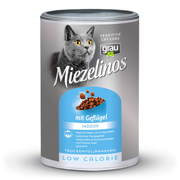 Low Calorie Indoor mit Geflügel Miezelinos LOW CALORIE Indoor mit Geflügel eignet sich hervorragend für Katzen