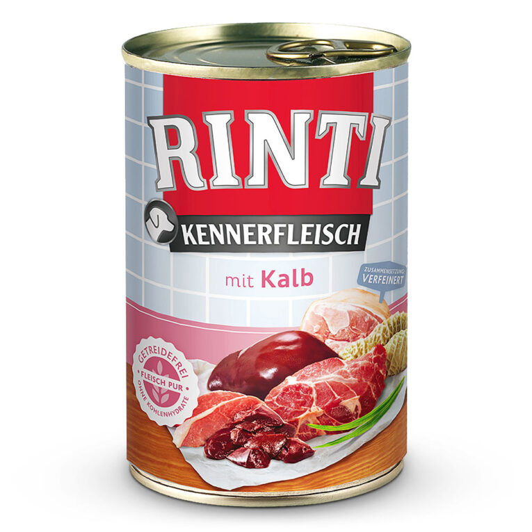 Rinti - Nassfutter - Kennerfleisch Kalb (getreidefrei) Das Nassfutter Kennerfleisch von Rinti ermöglicht eine natürliche und ausbalancierte Ernährung