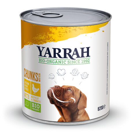 Yarrah | Bio-Bröckchen mit Huhn, Brennnessel & Tomate | 12 x 820 g