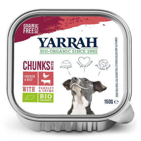 Yarrah | Bio-Bröckchen mit Huhn, Rind, Petersilie & Thymian | 12 x 150 g