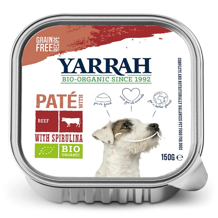 Yarrah - Nassfutter - Bio Paté mit Rind & Spirulina Das Bio Paté Nassfutter mit Rind & Spirulina von Yarrah bietet ein ausgewogenes und getreidefreies Alleinfuttermittel für ausgewachsene Hunde aller Rassen. Das Futter besteht aus 55% biologischem Fleisch vom Huhn und Rind. Ein besseres Leben für aller Tiere steht hierbei im Vordergrund