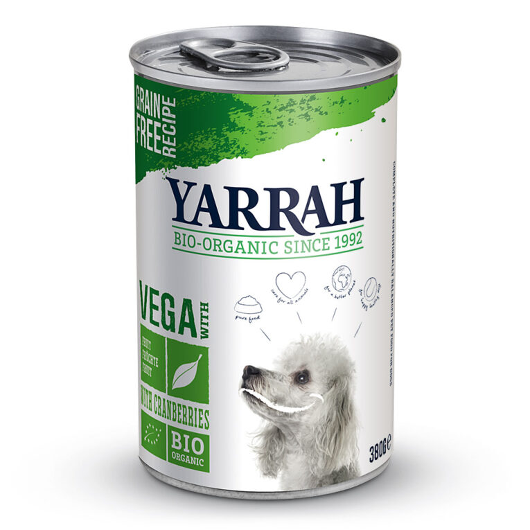 Yarrah - Nassfutter - Bio Bröckchen Vega mit Cranberries (getreidefrei) Das Nassfutter Bio Bröckchen Vega mit Cranberries von Yarrah bietet ein ausgewogenes und getreidefreies Alleinfuttermittel für ausgewachsene Hunde aller Rassen. Dank der getreidefreien Rezeptur