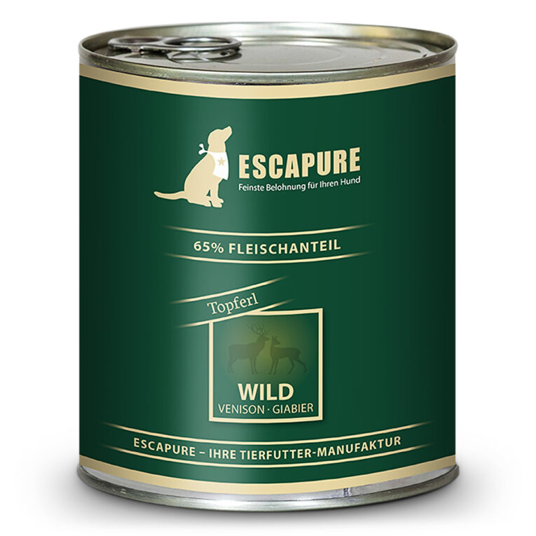 Escapure - Nassfutter - Wild Topferl (getreidefrei) Eine ausgewogene Ernährung für den Hund zu finden ist oftmals nicht einfach. Die Zusammensetzung sollte optimal auf die Ernährungsbedürfnisse des Hundes ausgelegt sein und alle wichtigen Nährstoffe