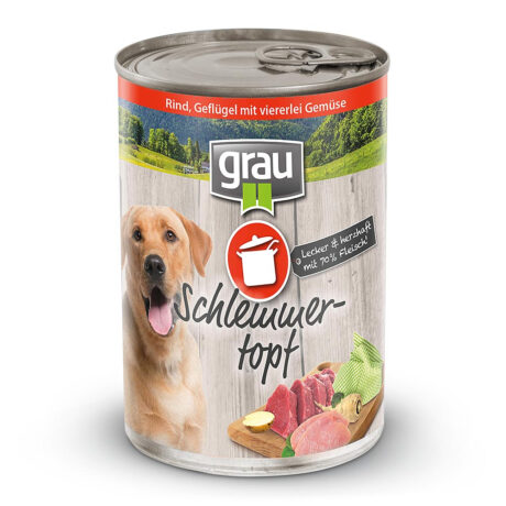 grau | Adult Rind, Geflügel & Gemüse | Schlemmertopf | 12 x 400 g