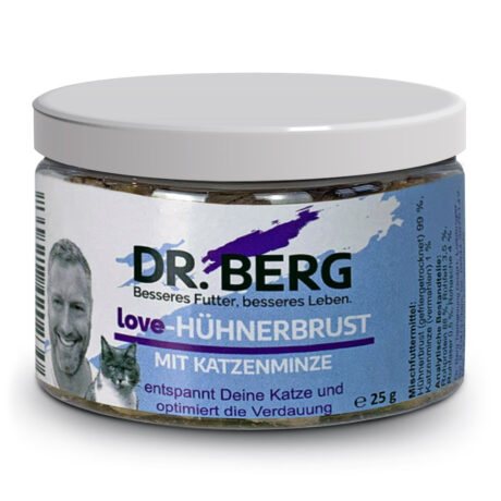 Dr. Berg Tiernahrung | Hühnerbrust mit Katzenminze | love | 6 x 25 g