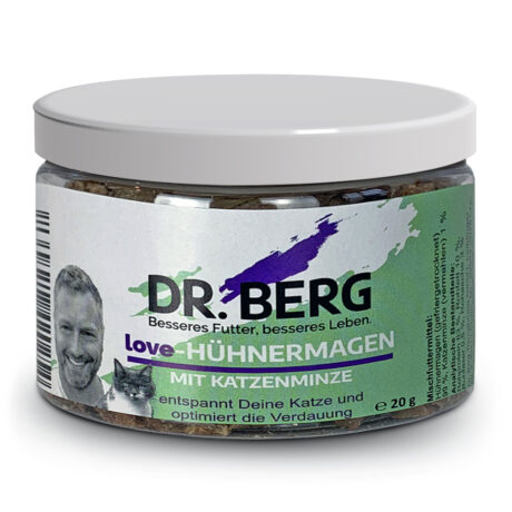 Dr. Berg Tiernahrung | Hühnermagen mit Katzenminze | love | 6 x 20 g