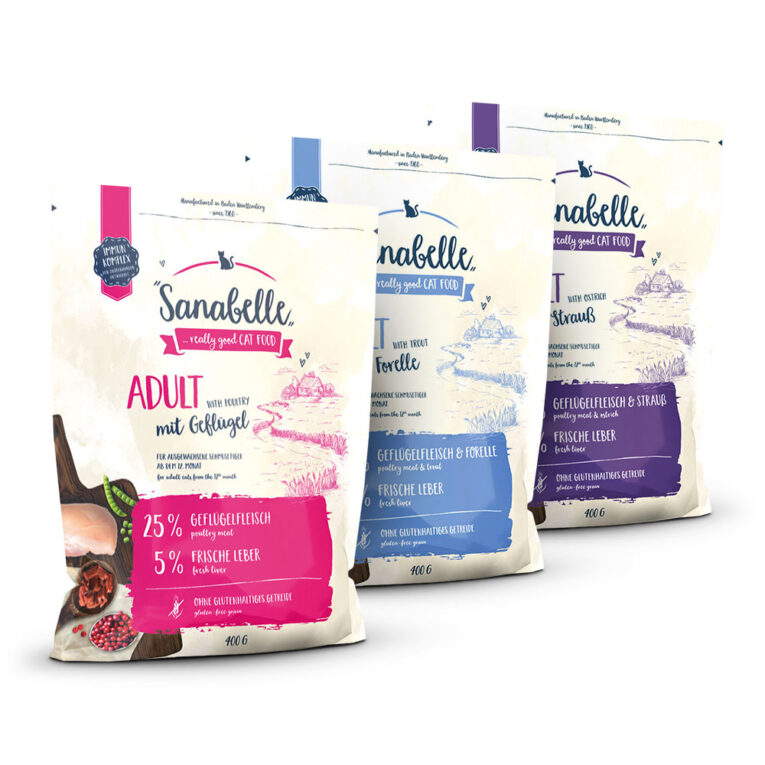 Trockenfutter Mixpaket Sanabelle bietet hochwertiges Trockenfutter für jede Altersstufe. Dabei werden die individuellen Bedürfnisse von Kitten