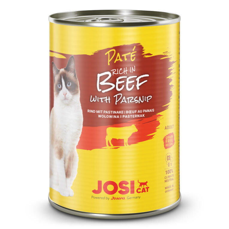 JosiCat - Pate Beef mit Pastinake Nassfutter Das JosiCat Paté Beef with Parsnip ist genau das richtige Menü für Maunzerl