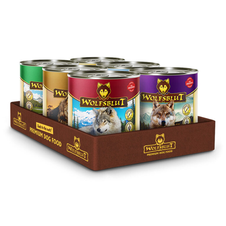 Wolfsblut Adult Mixpaket Das Adult Mixpaket von Wolfblut beinhaltet folgende Futtersorten: Wild Duck & Turkey - Truthahn & Ente 800 g Cold River - Forelle mit Süßkartoffeln 800 g Green Valley - Lamm & Lachs mit Kartoffeln 800 g Down Under - Black Angus Beef mit Kartoffeln 800 g Black Bird - Truthahn mit Süßkartoffeln 800 g Blue Mountain - Wild mit Kartoffeln 800 g Die einzelnen Futterbestandteile der Adult Nassfutter von Wolfsblut wurden zusammen mit Tierärzten
