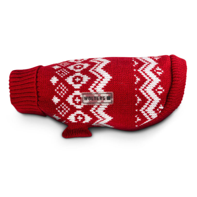 Strickpullover Norweger Vor allem kleine Hunde können an kälteren Tagen schnell frieren und benötigen einen angenehmen und wärmenden Schutz. Eine kuschelige und zugleich schicke Alternative ist unser schöner Strickpullover mit klassischem Norweger-Muster aus anschmiegsamen Strickgewebe. Der Pullover hat eine sehr gute Passform und besteht aus pflegeleichtem Acrylmaterial. Ein hoher Rollkragen sorgt für einen perfekten Sitz bei deinem Vierbeiner. Die Strickpullover sind für kleine bis mittelgroße Hunde geeignet. REINIGUNGS-TIPP: Der Strickpullover ist im Schonwaschgang bei 30 Grad waschbar. Bitte Feinwaschmittel und keinen Weichspüler verwenden. Die Pullis sollte luftgetrocknet und nicht in den Trockner gegeben werden. Der Strickpullover von Wolters auf einen Blick : Mit klassischem Norweger-Strickmuster Hoher Rollkragen sorgt für einen guten Sitz Auch in Sondergrößen für Hunde mit breiter Brust