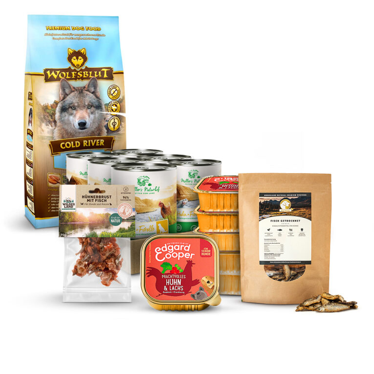 Mit Fisch Natürliche Zutaten Getreidefreie Rezepture Hoher Fleischanteil Probierpaket Mixpaket Monoprotein Fisch Das Mixpaket Monoprotein Fisch bietet eine natürliche Ernährung für Hunde und enthält verschiedene Futter mit Fisch. Eine ausgewogene Ernährung wird garantiert