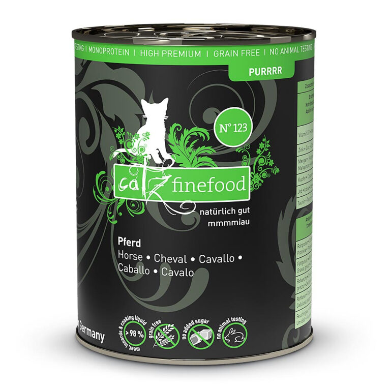 catz finefood - Nassfutter - Purrrr No.123 Pferd Monoprotein-Feinkost für Katzen zur artgerechten Ernährung unserer Samtpfoten. catz finefood Purrrr N° 123 enthält leckeres und gut verträgliches Pferd