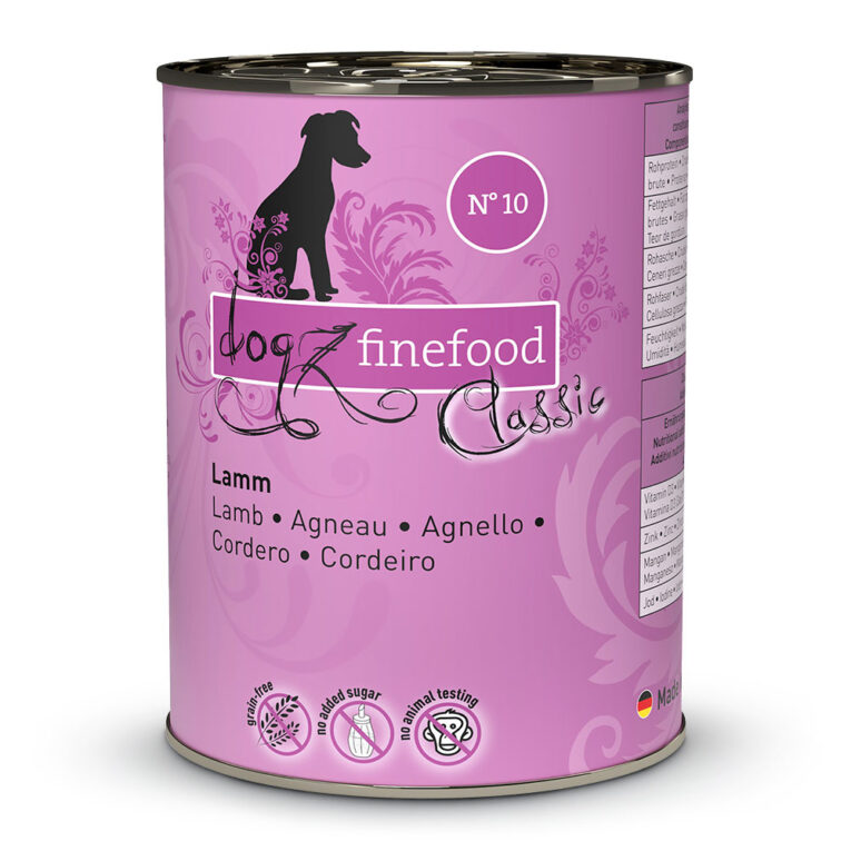 dogz finefood No.10 Lamm No.10 Nassfutter von dogz finefood bietet durch den hohen Lammfleischanteil eine artgerechte und getreidefreie Ernährung für ihren Hund. Weitere gesunde Zutaten w ie Preiselbeeren