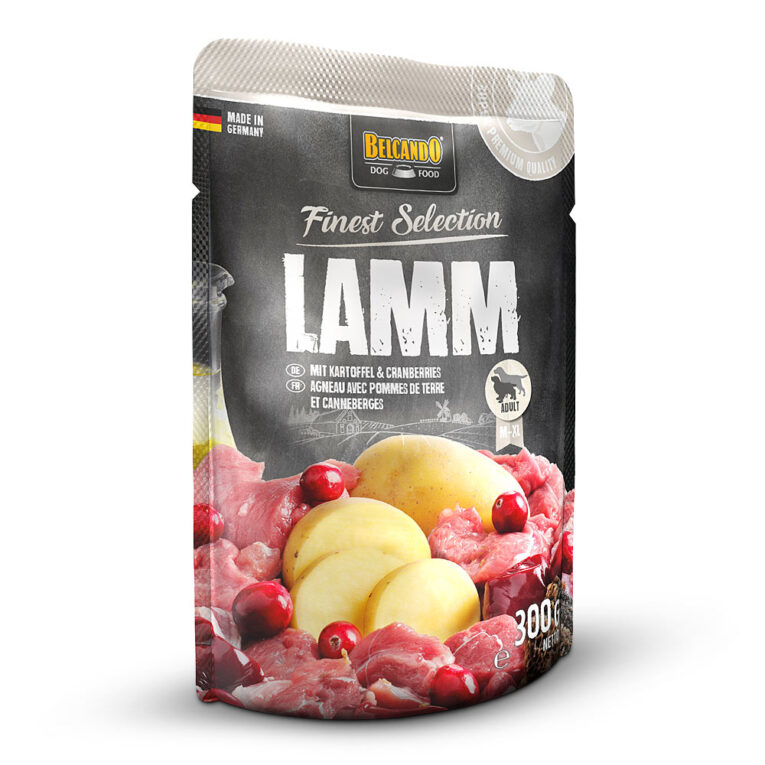 Belcando - Nassfutter - Lamm mit Kartoffel & Cranberries Das Nassfutter Lamm mit Kartoffel & Cranberries beinhaltet bestes Fleisch