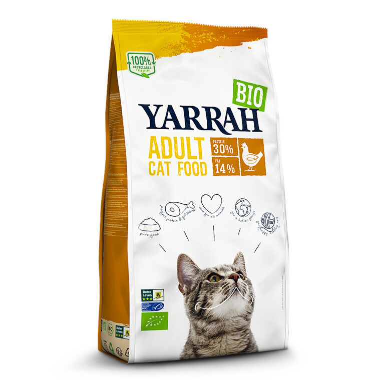 Yarrah Huhn Trockenfutter Köstliches Trockenfutter aus Bio-Huhn und Erbsen. Für alle Katzenrassen geeignet. Eine vollwertige