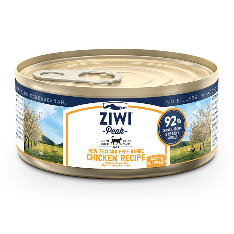 Ziwi Peak - Nassfutter - Canned Cat Food Free-Range Chicken (getreidefrei) Ziwi Peak Canned Cat Food Free-Range Chicken ist ein Nassfutter mit Makrele und Lamm für Katzen aller Rassen und Altersstufen. Die Rezeptur besteht aus schmackhaftem Huhn aus Freilandhaltung und ist auch zur Fütterung von Katzen