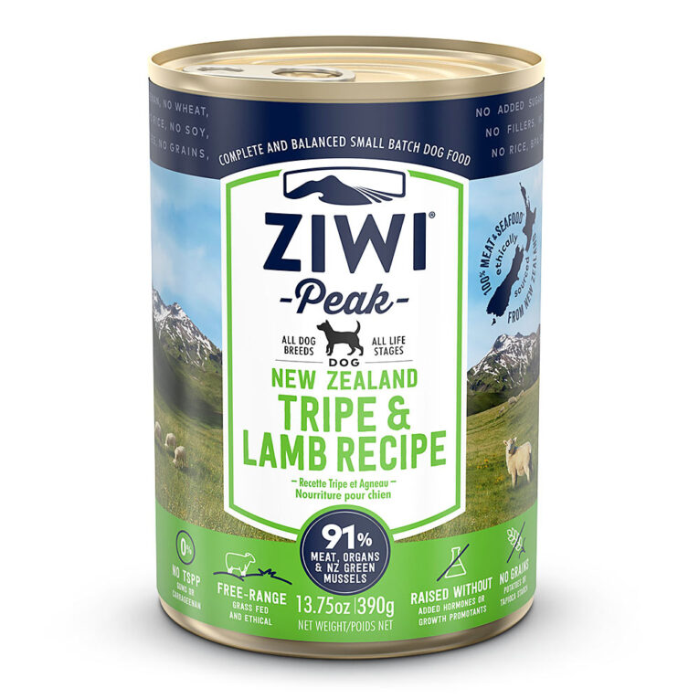 Ziwi Peak - Nassfutter - Canned Dog Food Tripe and Lamb (getreidefrei) Ziwi Peak Canned Dog Food Tripe and Lamb ist ein Nassfutter mit Innereien und Lamm für Hunde aller Rassen und Altersstufen. Die Rezeptur besteht aus frischem Fleisch sowie gehaltvollen Innereien vom Lamm und ist auch zur Fütterung von Hunden