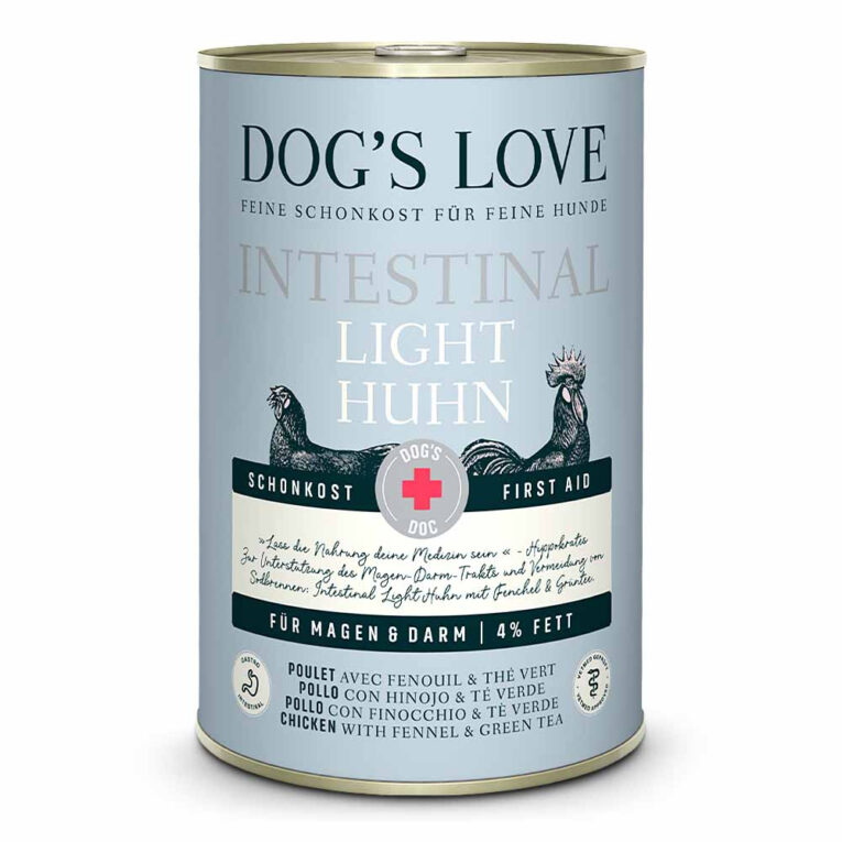 Dog's Love DOC Schonkost mit Huhn Die DOG'S DOC Linie kann Ihren Hund durch abgestimmte Ernährung bei akuten oder chronischen Erkrankungen begleitend unterstützen. DAS DOG’S DOC PLUS: - 100 % Lebensmittel-Qualität - Reiz- und fettarmes