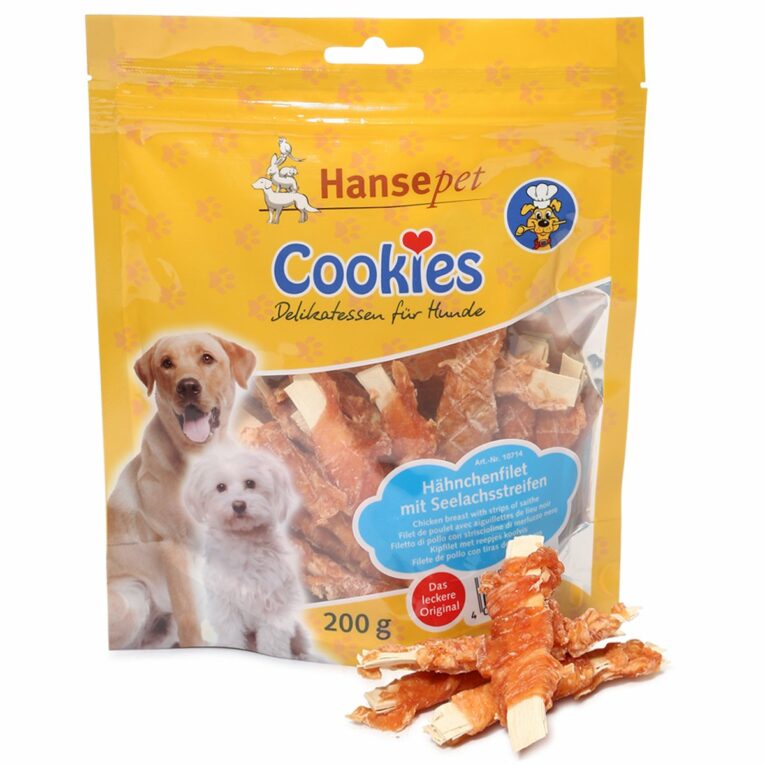 Hansepet Hundesnack Cookies Delikatess-Hähnchenfilet mit Seelachsstreifen 6x200g