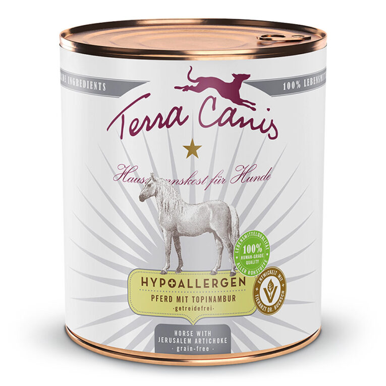 Terra Canis Hypoallergen - Nassfutter - Pferd mit Topinambur Ernährungsempfindliche Hunde benötigen oftmals ein alternatives Hundefutter