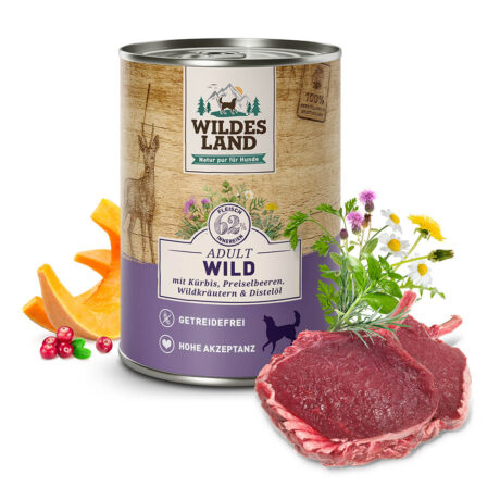 Wildes Land | Wild mit Kürbis, Preiselbeeren, Wildkräutern und Distelöl | Classic Adult | 12 x 400 g