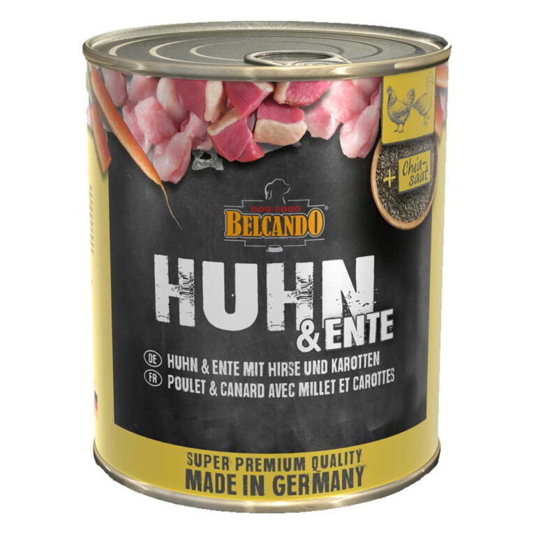 Belcando - Nassfutter - Huhn & Ente mit Hirse & Karotten Das Belcando Nassfutter Huhn & Ente enthält ausgesuchte Fleischsorten