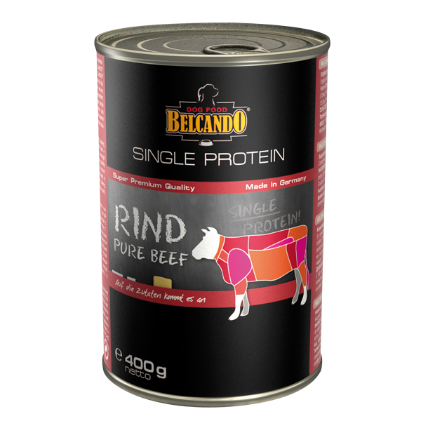 Belcando - Ergänzungsfutter - Single Protein Rind Die Fütterung von bestimmten Proteinen ist oftmals für Hunde mit Futterallergien notwendig. Auch für B.A.R.F. oder als Schmankerl für zwischendurch ist Reinfleisch eine schmackhafte und hochwertige Möglichkeit