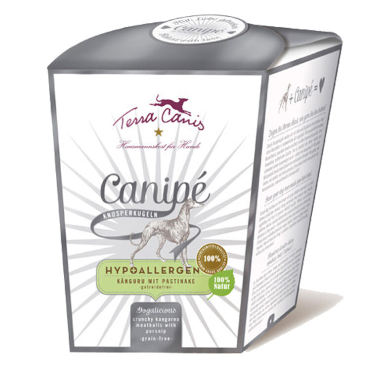 Terra Canis - Hundesnack - Canipé Hypoallergen Känguru (getreidefrei) Der neue herzhafte Knusper-Snack wird ausschließlich aus frischem Muskelfleisch