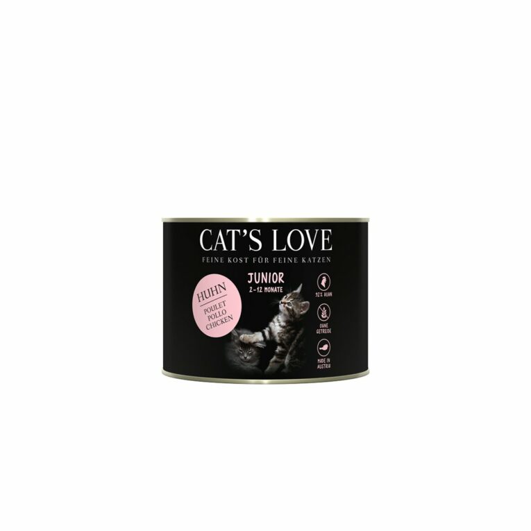 Cat’s Love Nassfutter Junior Huhn Pur mit Algenkalk und Distelöl 6x200g