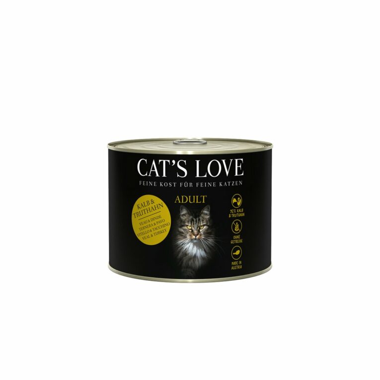 Cat’s Love Nassfutter Kalb und Truthahn mit Katzenminze und Leinöl 6x200g