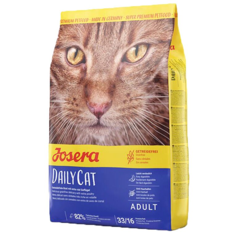 Josera – Trockenfutter – DailyCat (getreidefrei) Daily Cat von Josera ist ein leckeres Trockenfutter in Premium-Qualität für ausgewachsene Katzen