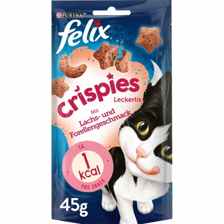 FELIX Crispies Katzensnack Lachs- und Forellengeschmack 8x45g
