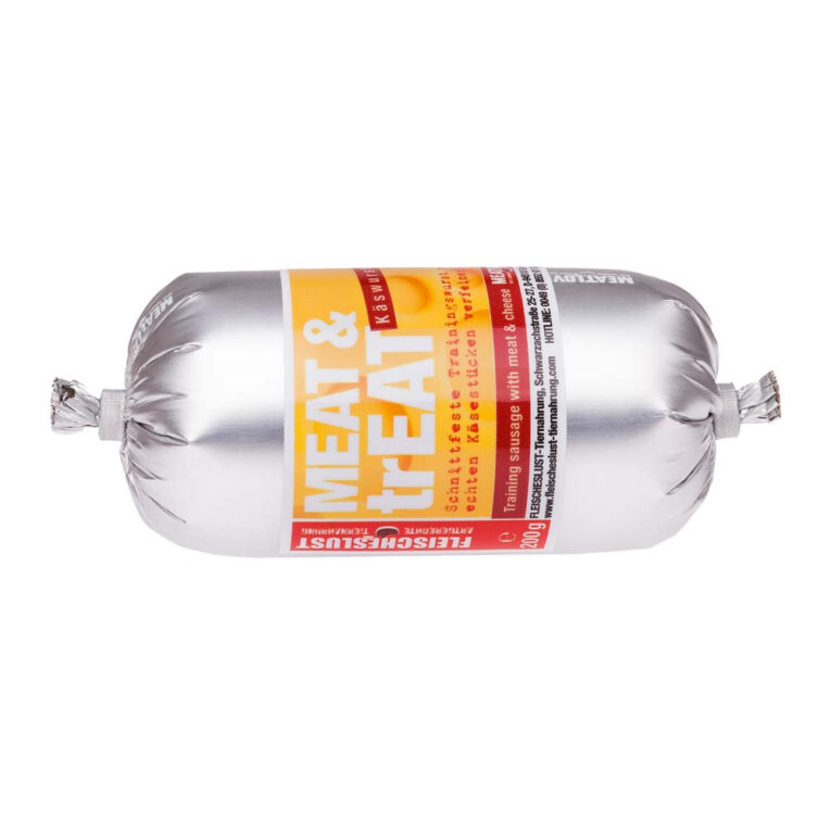 Fleischeslust - Hundesnack - meat & trea t Käsewurst Die meat & treat Käsewurst von Fleischeslust ist ein gesunder und besonders leckerer Belohnungssnack fürs Training und für zwischendurch. Die Käsewurst mit Putenfleisch
