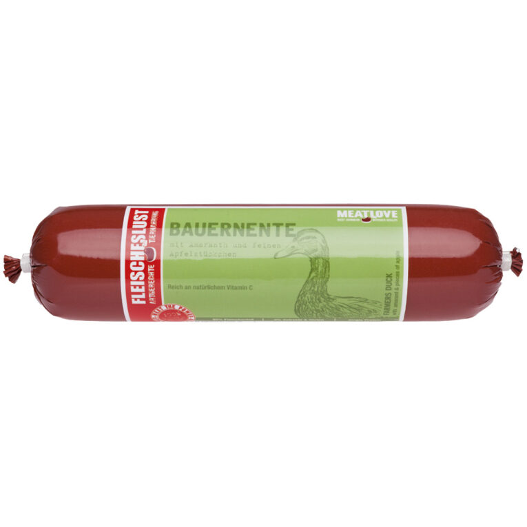 Fleischeslust - Nassfutter - Single Protein Bauernente mit Amaranth und Apfelstücken Hunde benötigen eine ausgewogene