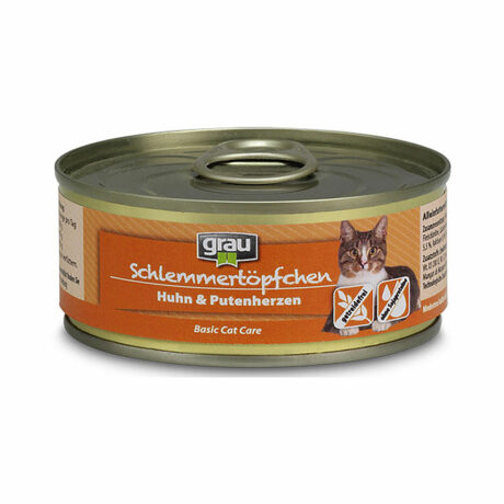 grau | Huhn mit Putenherzen | Schlemmertöpfchen | 6 x 100 g