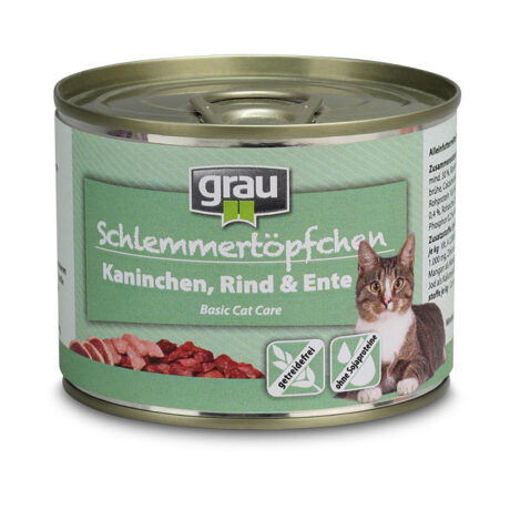 grau | Kaninchen, Rind und Ente | Schlemmertöpfchen | 12 x 200 g