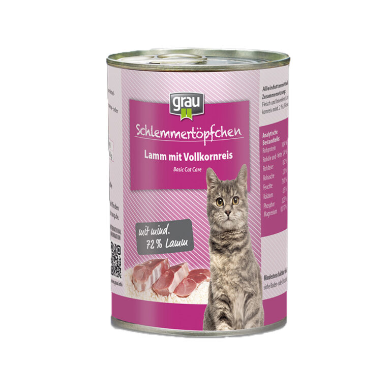 grau - Nassfutter - Schlemmertöpfchen Lamm mit Vollkornreis Katzen benötigen eine ausgewogene