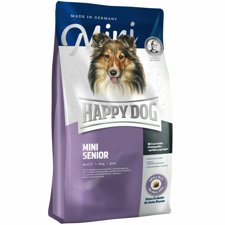 Happy Dog - Trockenfutter - Supreme Mini Senior Happy Dog Supreme Mini Senior kann mit seinen erlesenen Zutaten und seiner speziellen Zusammensetzung optimal den Erhalt von Vitalität und Lebenskraft Ihres Hundes im dritten Lebensabschnitt unterstützen. Um der sinkenden Stoffwechselaktivität entgegenzukommen und die Organtätigkeit bestmöglich fördern zu können