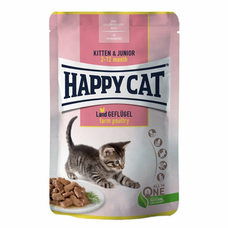 Happy Cat Kitten & Junior Land Geflügel Pouch 48x85g