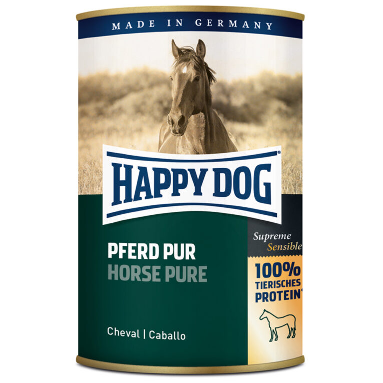 Happy Dog - Nassfutter - Single Protein Pferd Pur (getreidefrei) Das Nassfutter Pferd Pur von Happy Dog ist ein besonders bekömmliches Single Protein Hundefutter. Das Nassfutter ist für erwachsene Hunde kleiner